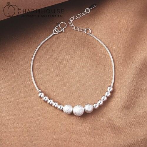 Silver 925 Charm Bracelets For Women Beaded Chain Bracelet & Bangle Wristband Pulseira Femme Fashion Jewelry Party Gifts