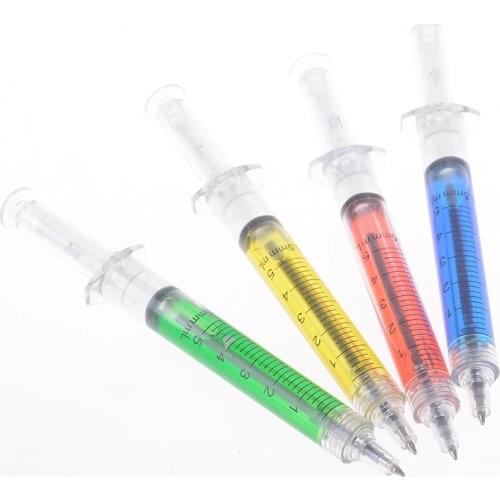 1Pcs Cute Creative Ballpoint Pen Syringe Flowing Liquid Blue Ink Ballpoint Pen Cute Stationery Office Supplies