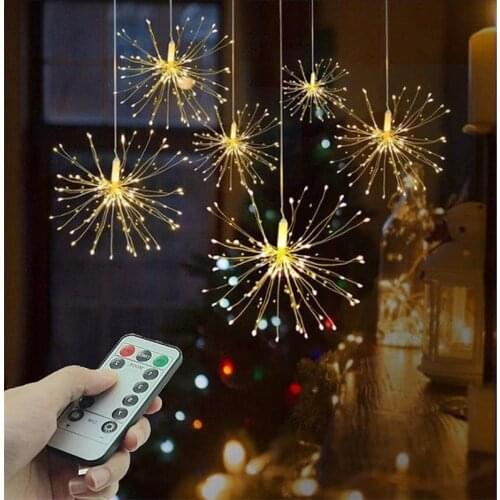 LED Waterproof Exploding Star Fireworks Lamp Christmas Fairy Lights Copper Wire Lamp Dandelion String Lights Garden Home Decor