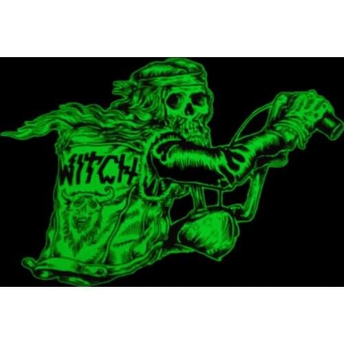 Patches Noctilucent Punk Bikers Skull Stickers for Clothes Thermal Transfer Printing Pattern DIY Decoration Style Luminous Patch
