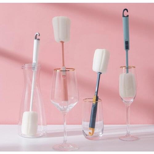 1Pcs Telescopic Thermos Glass Cup Bottle Sponge Brush Elastic Kitchen Cleaning Tool with Long Handle Non-toxic Detachable