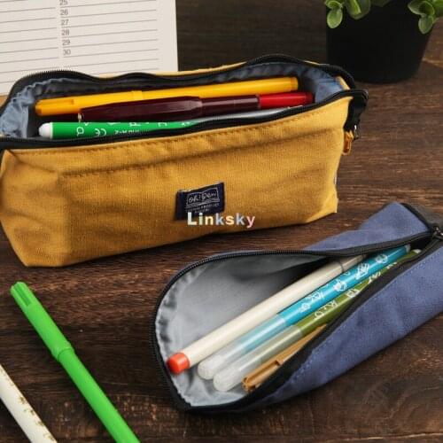 Midori Canvas Cosmetic Pen Pencil Stationery Pouch Bag Case,Large Capacity Multifunctional Stationery Bag for Students