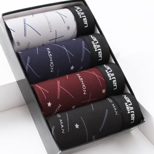 4pcs MenS Cotton Underwear Male Boxer Sports Breathable Underpants Boxer Shorts Sexy Panties Lycra Antibacterial Panties L-4XL