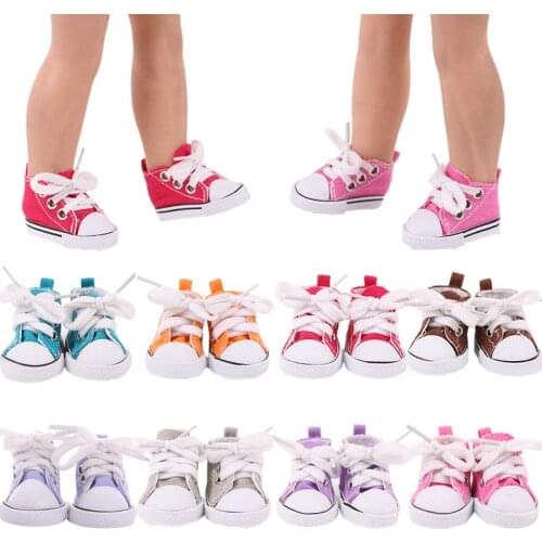 New 5cm Color Canvas Shoes Suitable for 14.5 inch American Doll, Doll Accessories, Generation,Girls Toy Gifts