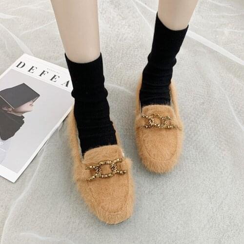 The Flat Bottom Womens Shoes Fashion Wild Round Head Plus Velvet Warm Lace Peas Shoes Loafers Women Ropa Casual Mujer W21-02