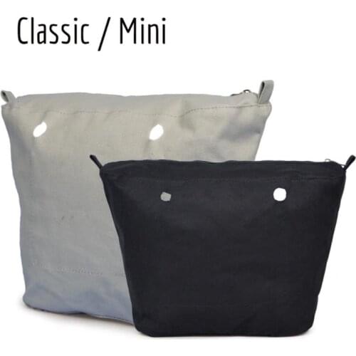 Inner Lining Insert Zipper Pocket for Classic Mini Obag Canvas Insert with Inner Waterproof Coating for O Bag
