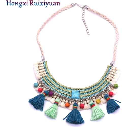Jewelry Fashion Womens Short Necklace Bohemian Style Tassel Pendant Necklace Handmade Necklace Ladies Charm Necklace Gift