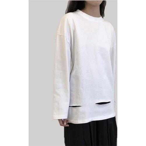 Lady spring and autumn new skirt destroy design feeling casual fashion loose big long sleeve T-shirt