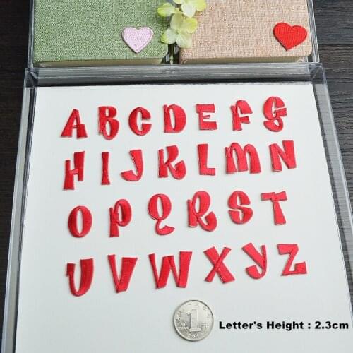 1 Pieces Red English Letters alphabet embroidered patches applique for clothes shoes bags application iron on patches small