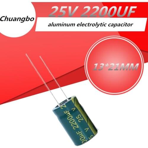 10pcs 25V 2200UF 13*21 Higt quality Aluminum electrolytic capacitor 13*21MM 25V 2200UF
