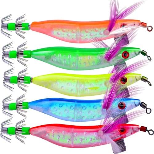 20Pcs New Shrimp Bait Squid Hooks Fishing Lure 10CM 8.1G Sea Fishing Squid Jigs Hook Pesca Jerkbait