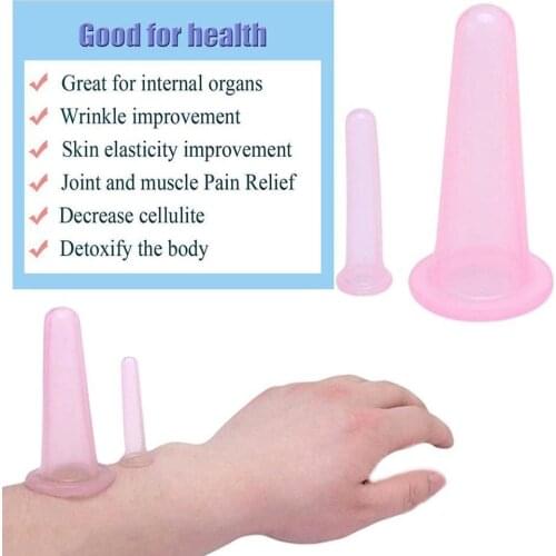 4PCS/SET Strong Suction Silicone Body Massager Vacuum Cupping Cups Anti Cellulite Vacuum Cupping Cup