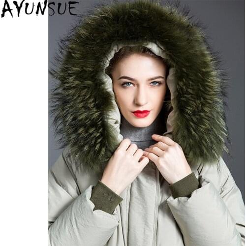 90% White Duck Down Jacket Female Winter Coat Women Raccoon Dog Fur Collar Fashion Warm Puffer Oversized Jacket Parkas KJ5879