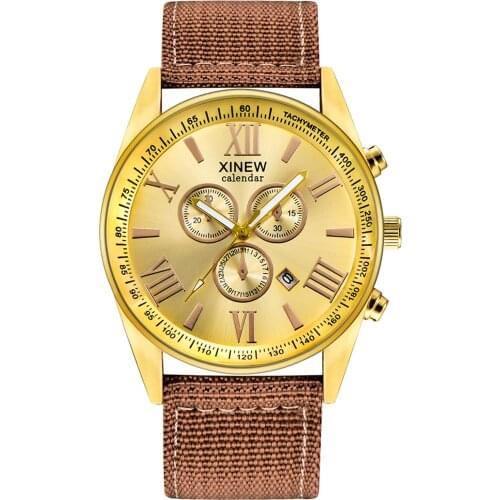 Mens Round Nylon Belt Business Quartz Wristwatches Mechanical Watch Manual Winding Sport Watch Military Watch For Men Relogio