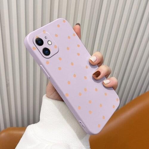Little Cherry Liquid Silicone Case For iPhone 12 Pro Max Mini 11 Pro Max X XR XS MAX SE2020 8 7 Plus 6 6S Plus Soft Phone Cover
