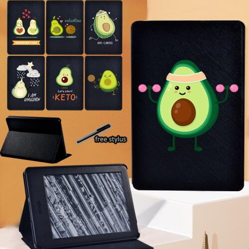 Avocado Pattern Tablet Case For Kindle Paperwhite 1 2 3 4(10th Gen)/10th Gen 2019/8th Gen 2016 Flip PU Leather Stand Cover