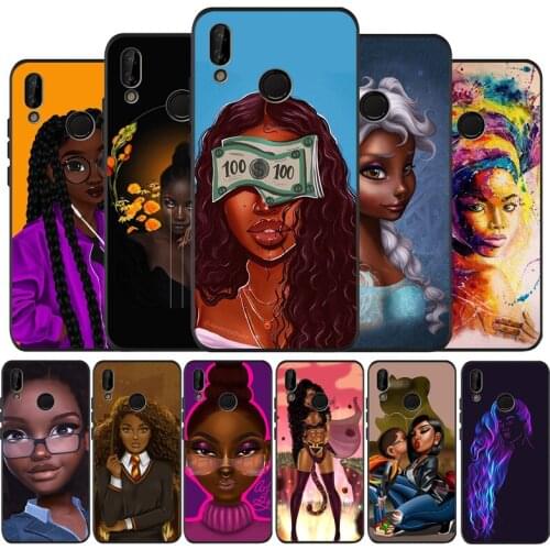 Queen Afro Melanin Poppin Black Silicone Soft Phone Case For Huawei 40 30 20 10 9 Lite Pro P smart 2019 Y6 Y6 Prime2019 Y9 2018
