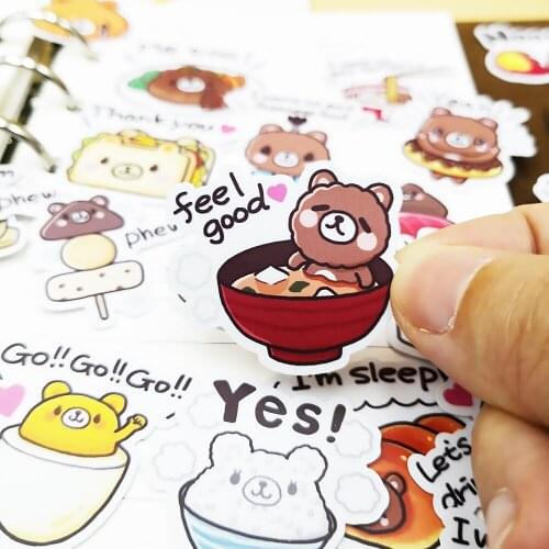 40pcs cute bear cartoon photo album scrapbook waterproof decoration sticker DIY handmade gift scrapbook sticker