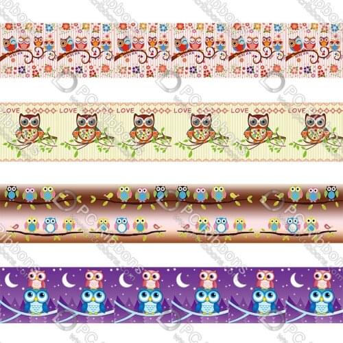 Custom pattern Animal owl printed grosgrain ribbon 50 yards gift wrapping diy bows christmas wedding derections ribbons