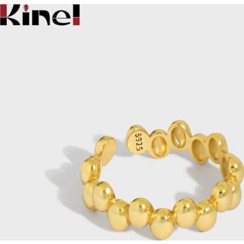 Kinel Minimalist 18K Real Gold Plated Beans Finger Rings for Women Adjustable Silver 925 Jewelry anillos 2021 New