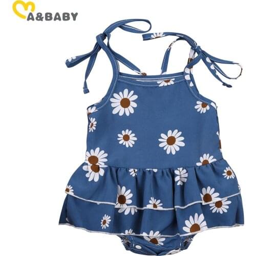 Ma&Baby 0-24M Summwer Newborn Infant Newborn Baby Girl Romper Flower Ruffles Bow Jumpsuit Sleeveless Playsuit Sunsuit Clothes