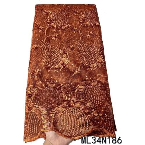 Beautifical New Design French Tulle Lace Fabric Dress African Lace Fabric With Stones High Quality ML34N186