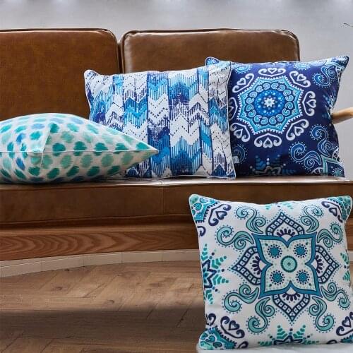 MERRYLIFE Geometric Cushion Cover Ottoman Motifs printed Polyester Throw Pillow Case Geometric Art Pillowcase Square Home