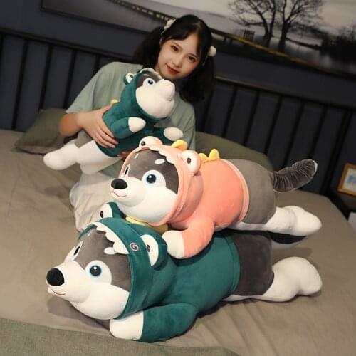 Cute Stuffed Plush Soft Kawaii Husky Dog Toys Cartoon Animal Pillow Cushion for Children Girlfriend Birthday Gift