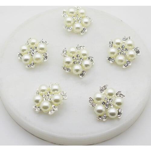 Fashion Hand Work Rhinestone 10 pcs/set Button Pearl Alloy Decorative Material Sewing Design Holiday Decoration Button