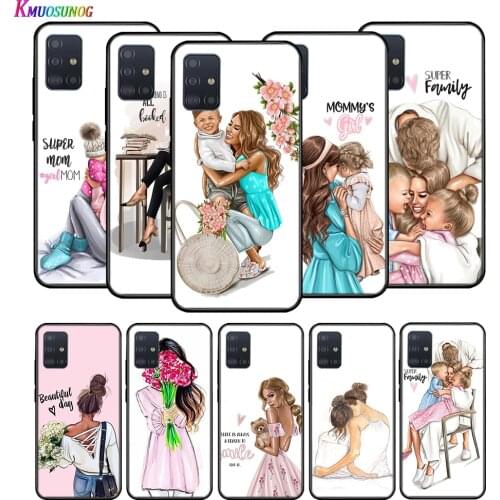 Silicone Soft Cover Baby Mom Girl Print for Huawei P40 P30 P20 Lite E Pro P Smart Z Plus 2019 P10 P9 Lite Phone Case