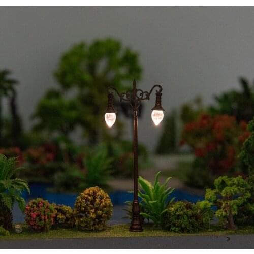 N7ME 1/87 Mini Road Post Lights for Dollhouse Pretend Play Set Girl’s Gift Dual Heads