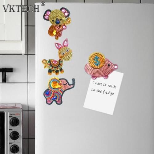 4pcs DIY Diamond Painting Fridge Magnet Special Shape Full Drill Diamond Embroidery Refrigerator Magnets Sticker Home Decoration