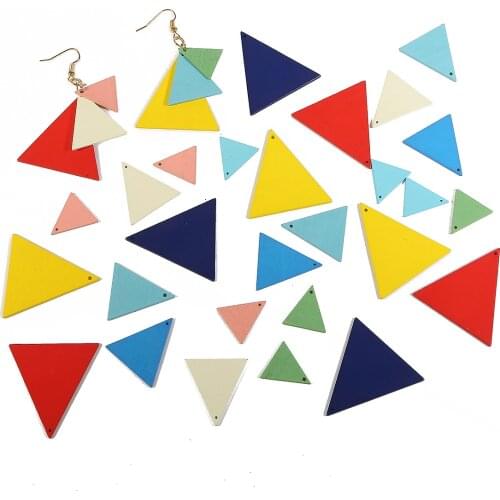 2019 NEW Wood Charms Bright Color Triangle Shape Geometric Pendant for DIY Earring Jewelry Findings Making Accessories