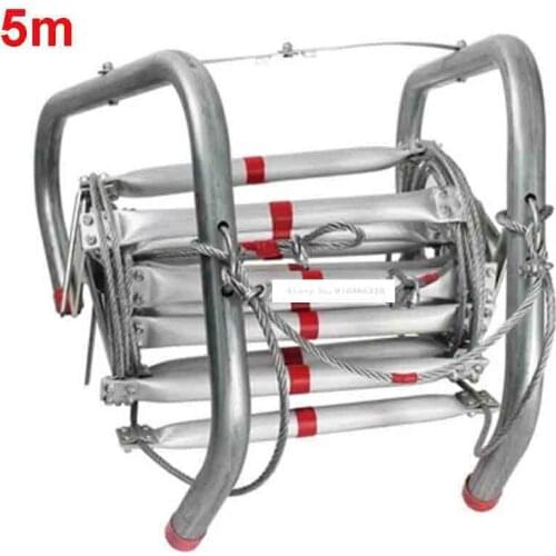New 5M High Quality Fire Rescue Equipment Aluminum Alloy Wire Rope Life-saving Ladder Escape Rope Ladder to Safety Self-help