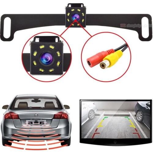 New Waterproof Car License Plate Rearview Reverse Backup Parking HD Camera With 8 LED Light Night Vision Universal