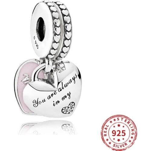 Real 925 sterling silver Charm Bead Mom You are always there Charm Beads Suitable fit Original Pandora Bracelet Jewelry 2021