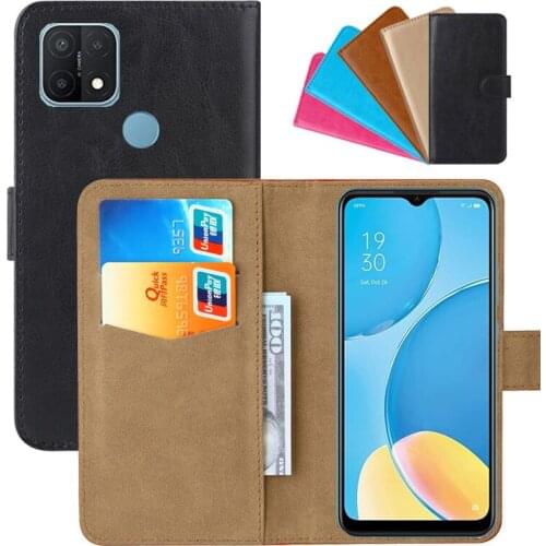 Luxury Wallet Case For OPPO A15 PU Leather Retro Flip Cover Magnetic Fashion Cases Strap