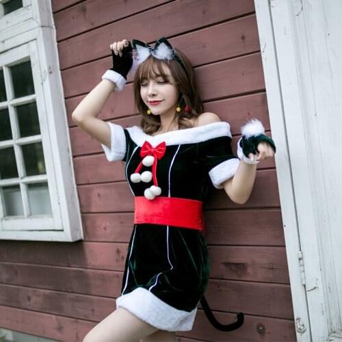 Japan Hot Style Christmas Dress Cute Sexy Cat Stage Performance Adult Girls Skirt