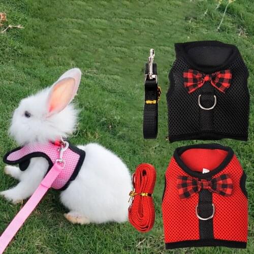 S/M/L Small Pet Harness Leash Mesh Chest Strap for Rabbits Guinea Hamster Soft Breathable Pet Harness Vest Kitten Walking Leash