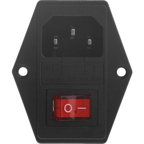 1PC 10A 250V 3 Pin IEC320 C14 AC Inlet Male Plug Power Socket With Fuse Switch
