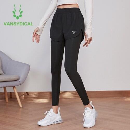 2021 Sports Running Tights 2 in 1 Women Gym Yoga Pants High Waist Stretchy Quick Dry Fitness Workout Training Jogging Leggings
