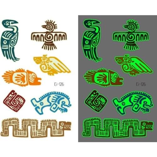 Luminous Tattoo Sticker Eagle Snake Shark Totem Pattern Waterproof Temporary Tattos Flash Tatoo Fake Tatto for Kids Women Men