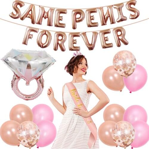 34PCS 16 Inch same penis forever Aluminum Globos Bachelor Party BRIDE TO BE Single Diamond Ring Balloon Sleeve Factory Wholesale