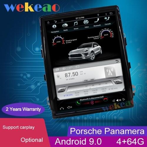 Wekeao Vertical Screen Tesla Style 10.4'' 2 Din Android 9.0 Car Dvd Multimedia Player For Porsche Panamera Car Radio Automotivo