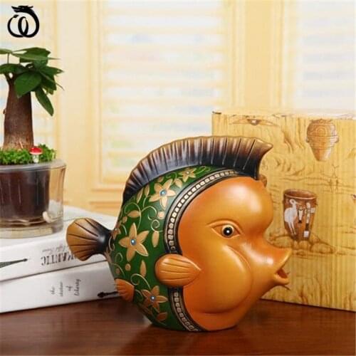 WU CHEN LONG Chinese Abstract Exotic Fish Art Sculpture Creative Animal Figurines Ceramic Craft Home Decor Wedding Gift R6243