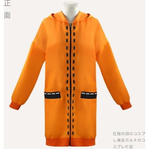 Compulsive Gambler Runa Yomozuki Hoodies Coat Orange Hooded Jacket Rabbit Ears Cosplay Halloween Costume For Womens