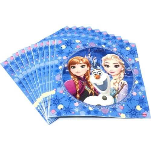 High Quality 10pcs/Lot Disney Frozen Theme Napkin Print Queen Elsa Festival Kid Birthday Event Party Decration Serviette Supply