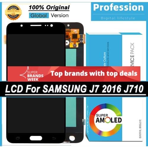 100% Original 5.5'' Display for Samsung Galaxy J7 2016 J710 SM-J710F J710 LCD Touch Screen Digitizer Repair Parts + Service Pack