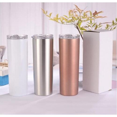 12pcs 20oz Stainless Steel Skinny Tumbler Vacuum Insulation Straight Car Cup Beer Coke Cup with Lids