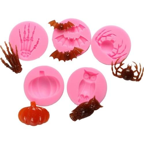 120pcs Halloween Decoration Cake Chocolat Fondant Silicone Molds Bat Owl Spider Shape Kitchen Baking Molds Cake Decorating Tools